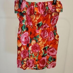 Early 2010s F21 Floral Strapless Dress